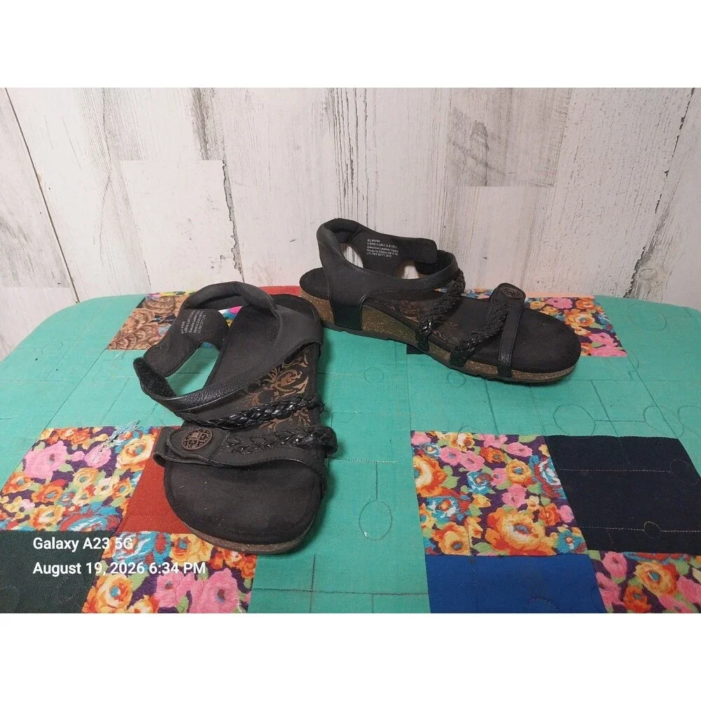 Aetrex Jillian Black SC450 Women's Strap Sandal Black Size 9